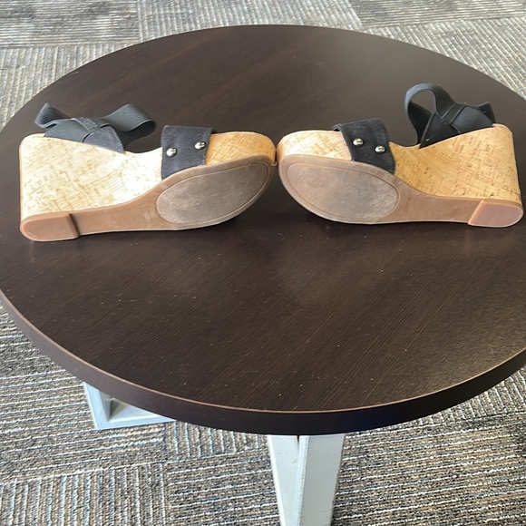 Lucky Brand Black Strap Chunky Cork Platform Malliah Wedge Slingback Sandals 7.5 - Picture 5 of 7